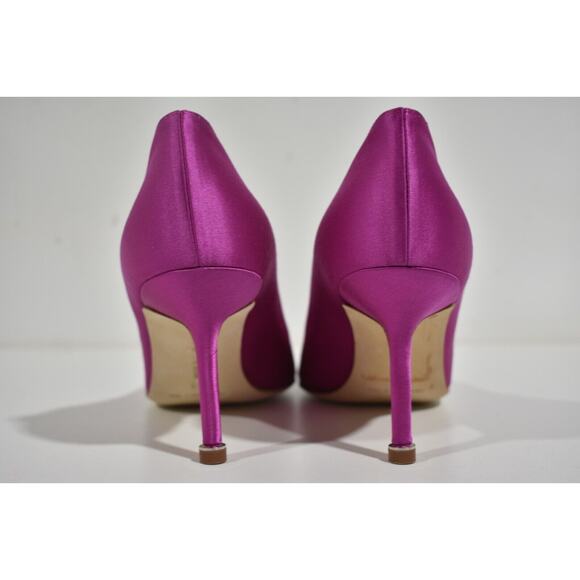 Manolo Blahnik Hangisi 70 Spur Pink Satin Jewel Crystal Buckle Heel Pump 39.5 - Picture 9 of 10